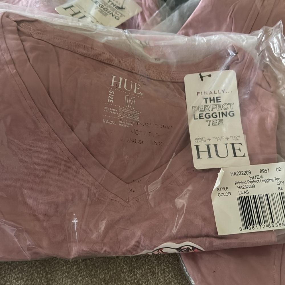 Hue Mauve Pink Mixed Media Girl Silhouette Perfect Legging Tunic T Shirt - Picture 2 of 3